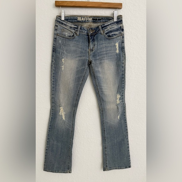 Machine Women's Jeans Size 3 (27x31) Blue Stretch Denim Straight Leg Low Rise - Picture 1 of 10